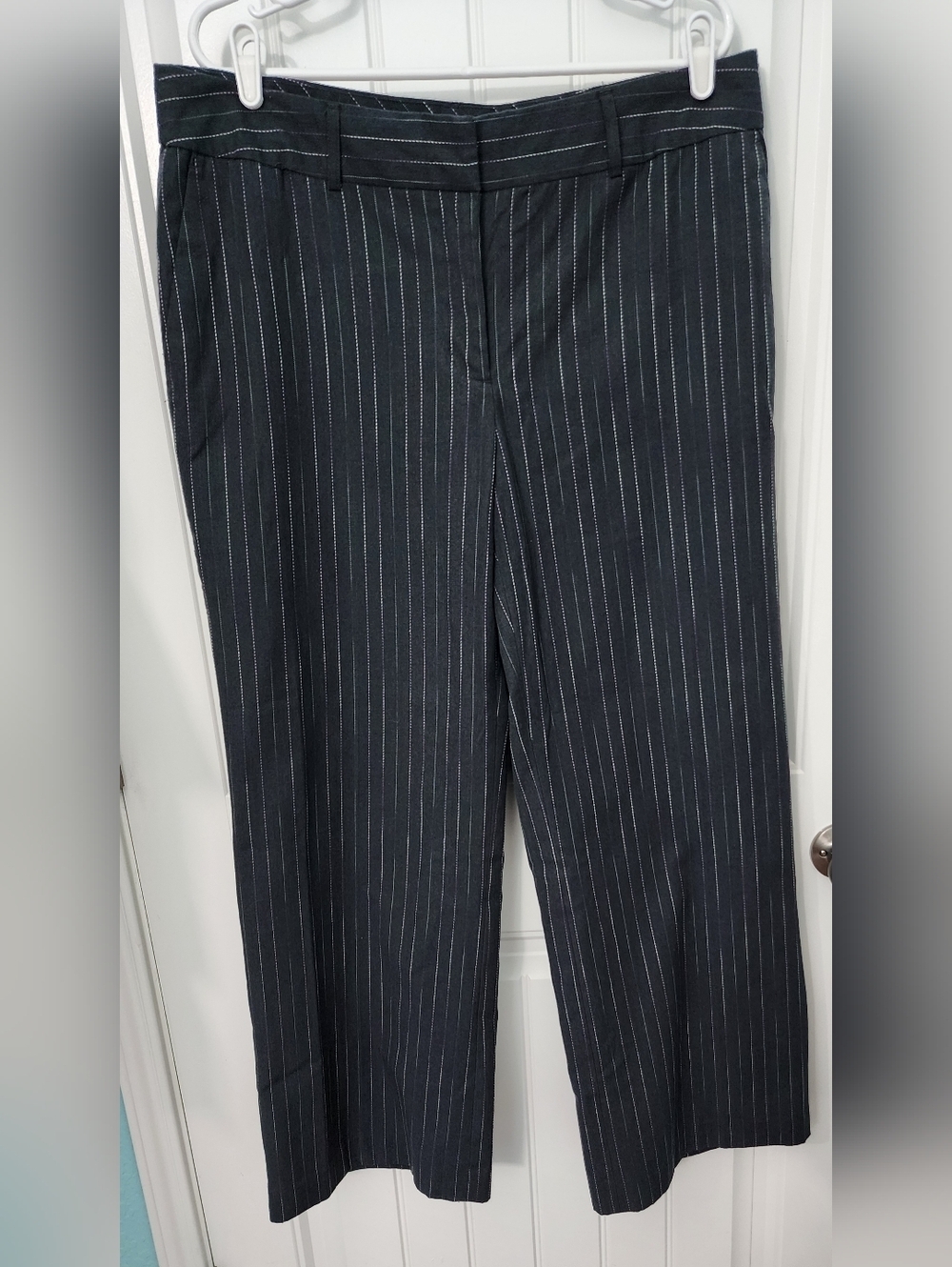 Merona Women's Grey Dress Pants with Light Pink Ombre Pinstripe, Size 16